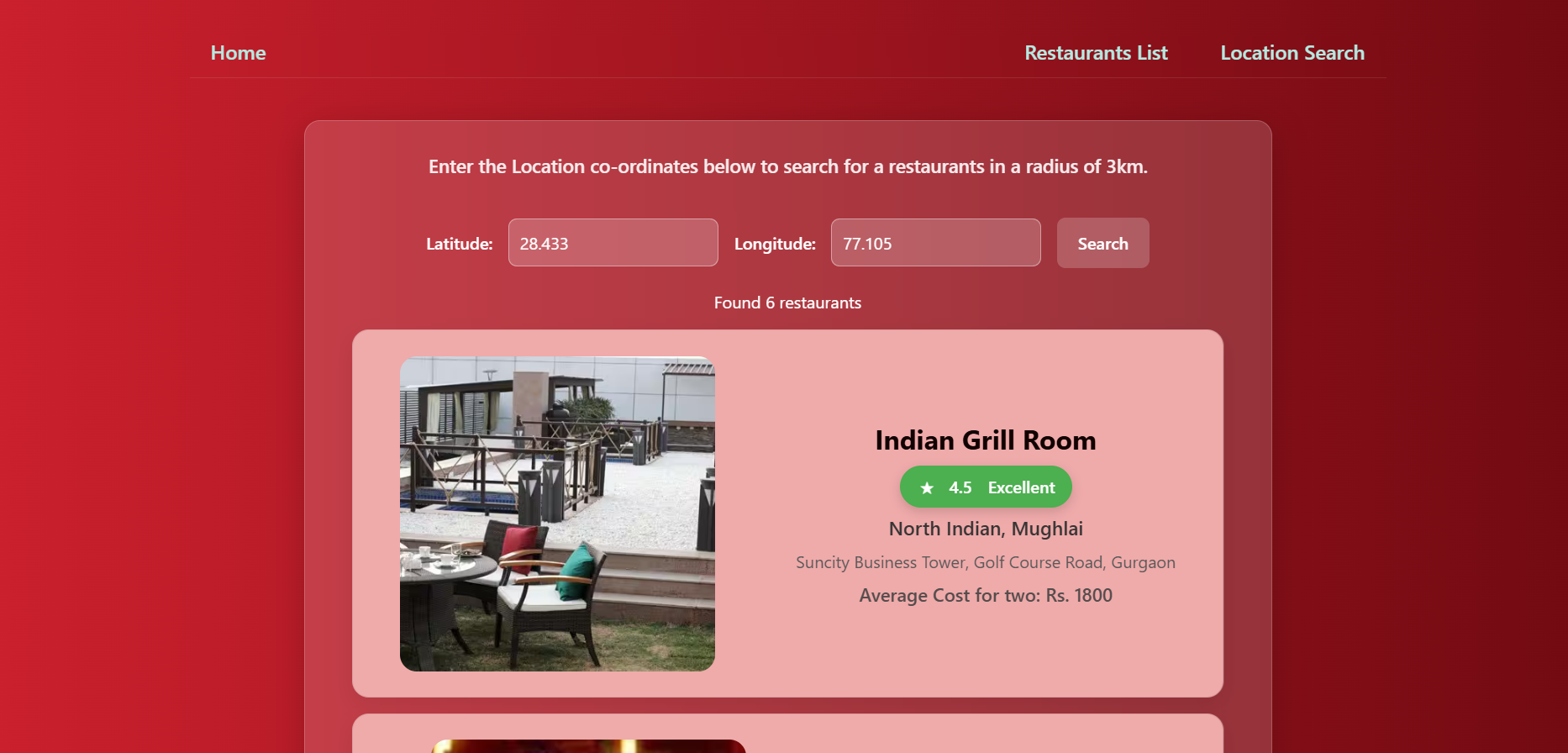 Zomato Restaurant Listing and Search